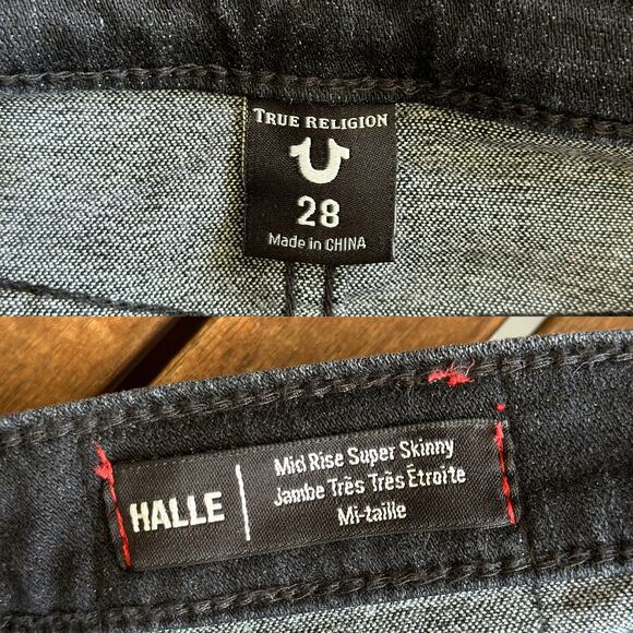 True Religion Women’s 29 Halle Mid Rise Super Skinny Jeans in Rock Solid Wash - Picture 12 of 14